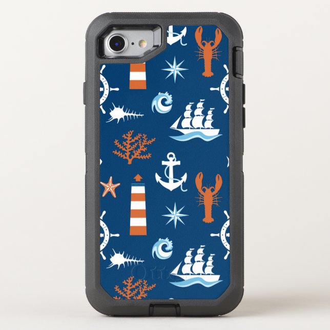 Sea Theme Pattern 1 Otterbox iPhone Case (Back)