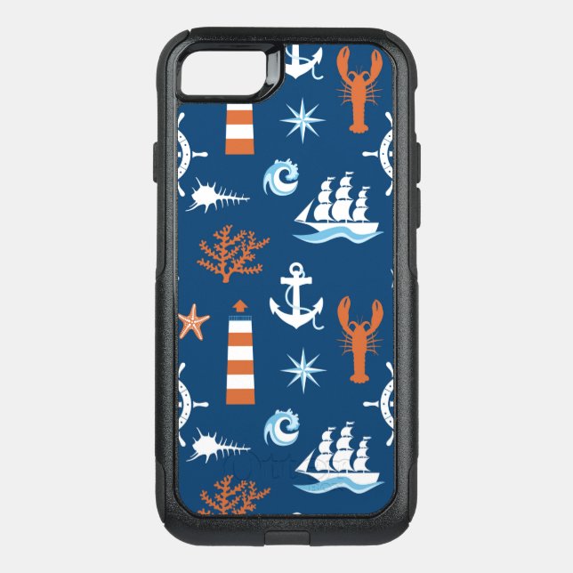 Sea Theme Pattern 1 Otterbox iPhone Case (Back)