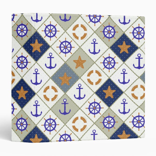 Sea Theme Pattern 2 3 Ring Binder (Front/Spine)