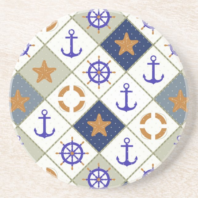 Sea Theme Pattern 2 Drink Coaster (Front)