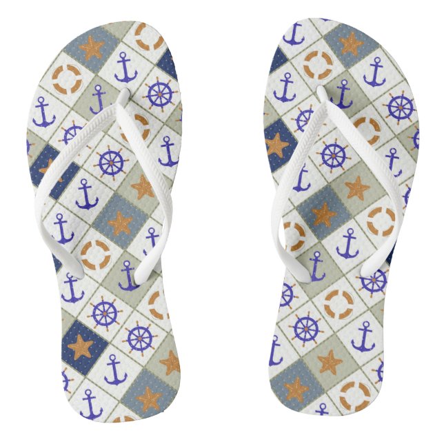 Sea Theme Pattern 2 Flip Flops (Footbed)