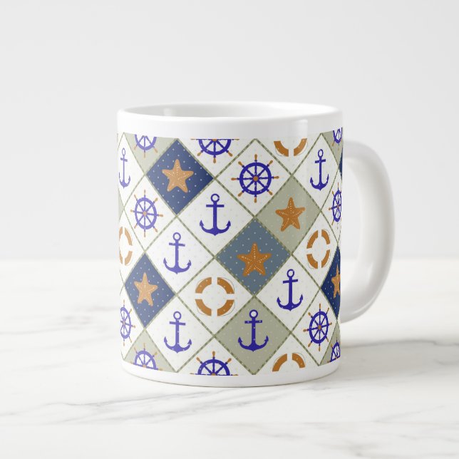 Sea Theme Pattern 2 Giant Coffee Mug (Front Right)