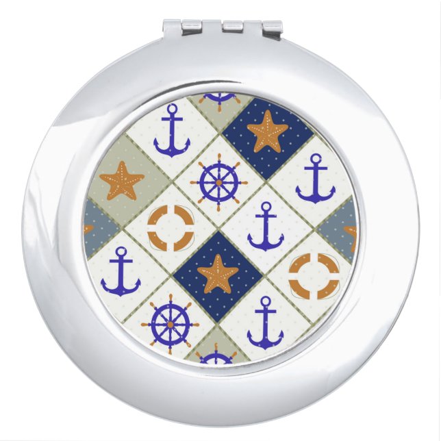 Sea Theme Pattern 2 Makeup Mirror (Front)