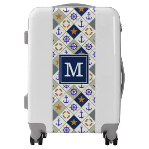 Sea Theme Pattern  Add Your Initial Luggage