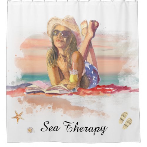  Sea Therapy Beach Young Girl Sun Set  AR29 Shower Curtain