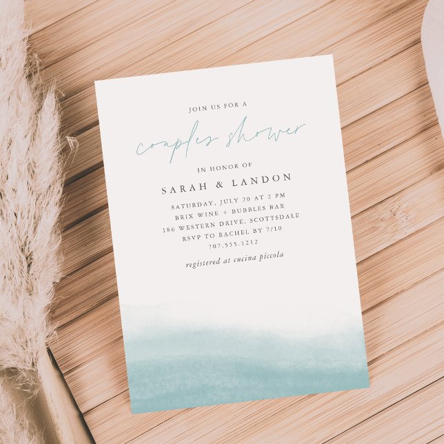 Sea Tides Coastal Watercolor Couples Shower Invitation (Creator Uploaded)