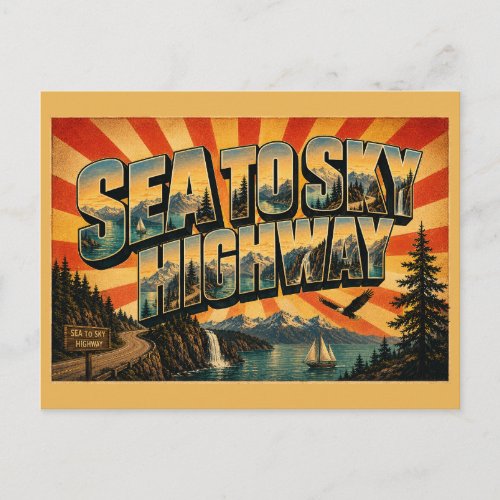 Sea to Sky Highway BC Fjord Mountains Art Postcard