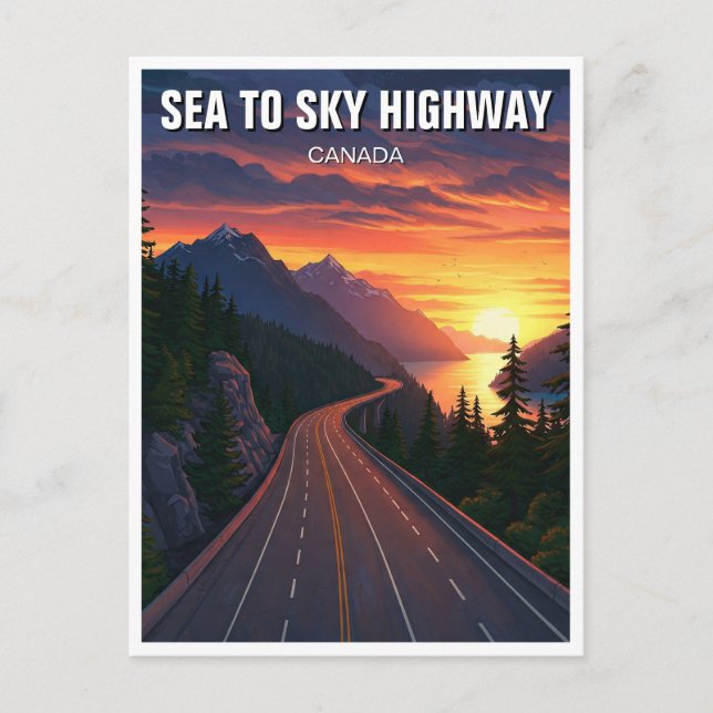 Sea to Sky Highway Vancouver Canada Sunset Travel Postcard (Front)