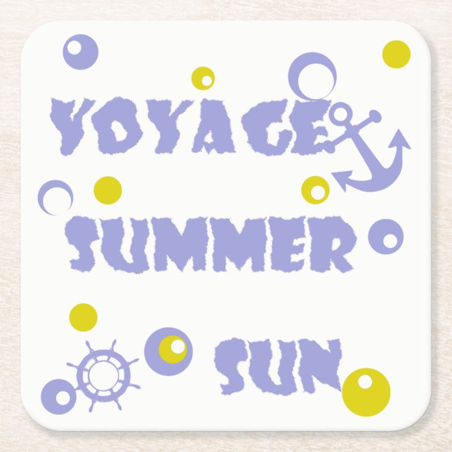 Sea, travel , summer square paper coaster (Front)