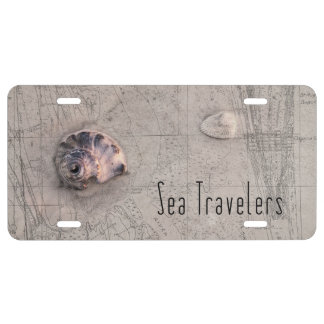 Sea Traveler Beach Map Collage License Plate