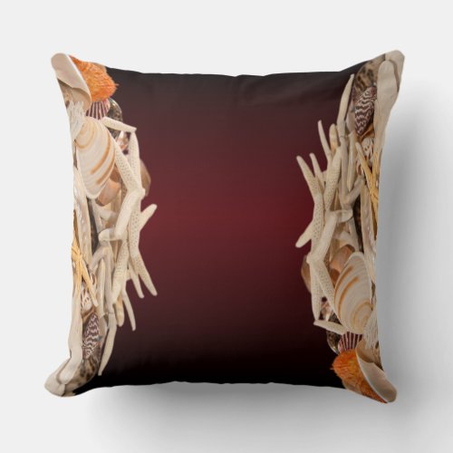 Sea Treasures Seashells Starfish Beach Throw Pillow