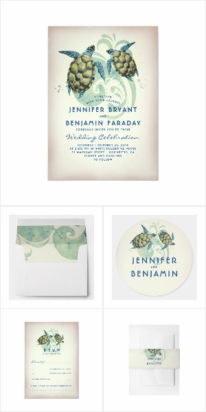 Sea Turtle Wedding Invitation Set