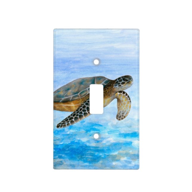 Sea Turtle 1 ocean blue Light Switch Cover (Front)