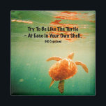 Sea Turtle 2 Inch Square Magnet<br><div class="desc">This beautiful sea turtle was photographed while snorkeling at St. John in the U.S. Virgin Islands. As the turtle nears the surface for air, it's colors are reflected in the gentle waves above. "Try to be like the turtle -at ease in your own shell." Bill Copeland</div>