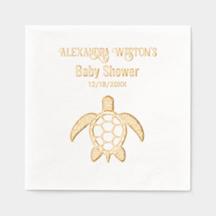 Sea Turtle #5 Baby Shower Celebration Name Date Foil Napkins