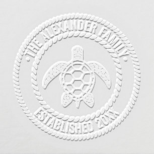 Sea Turtle #5 Family Name Date Estd Rope Frame Embosser