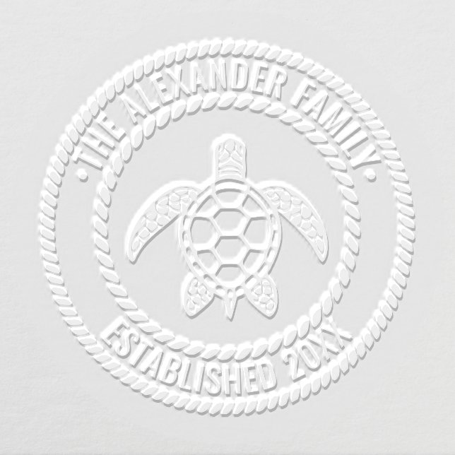 Sea Turtle #5 Family Name Date Estd Rope Frame Embosser (Design)