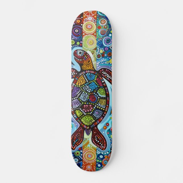 Sea Turtle - Aboriginal Style - Skateboard Deck (Front)