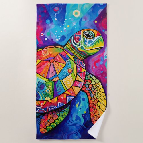 Sea Turtle Abstract Earth Day Ocean Beach Nature Beach Towel