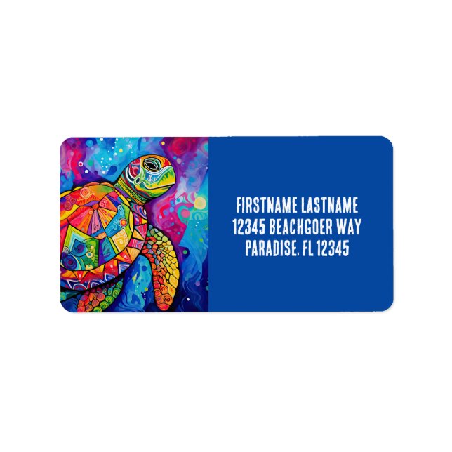 Sea Turtle Abstract Earth Day Ocean Beach Nature Label (Front)