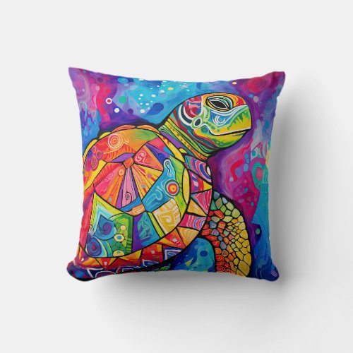 Sea Turtle Abstract Earth Day Ocean Beach Nature Throw Pillow