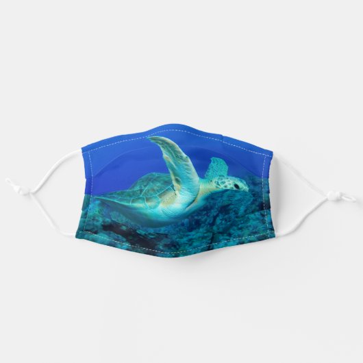 Sea Turtle Adult Cloth Face Mask (Front, Unfolded)