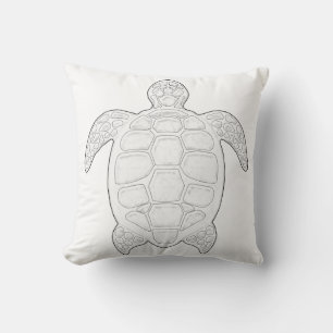 Sea Turtle Adult Coloring Pillow