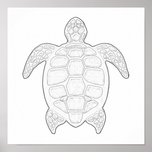 Sea Turtle Adult Coloring Poster (Front)