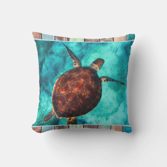 Sea Turtle Adventure Outdoor Pillow (Front)