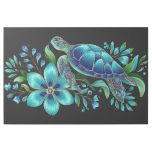 Sea Turtle Among Teal Petals Gallery Wrap