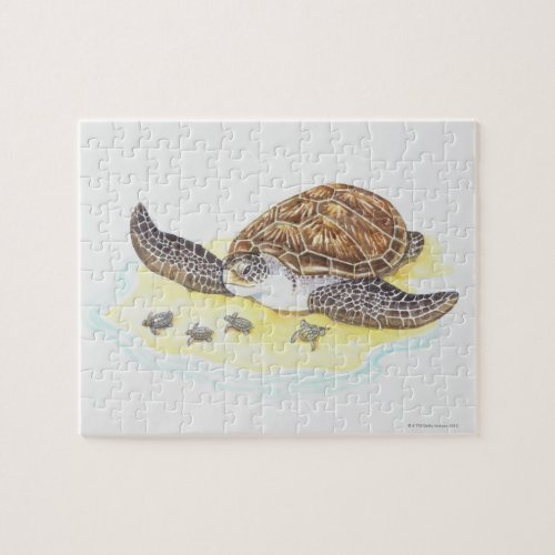 Sea Turtle and Babies Jigsaw Puzzle