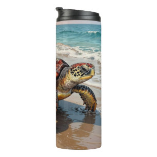 Sea Turtle and Baby Illustration Thermal Tumbler