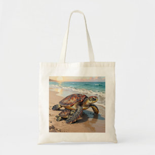 Sea Turtle and Baby Illustration  Tote Bag