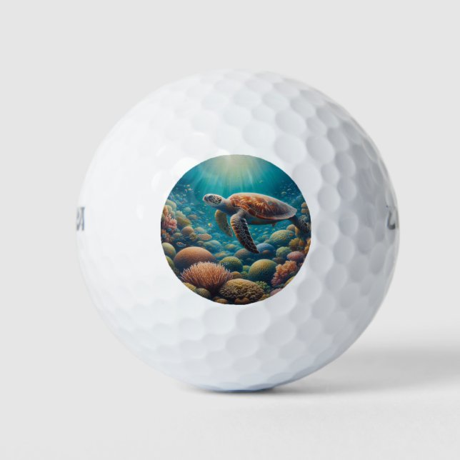 Sea Turtle and Coral Golf Balls (Front)