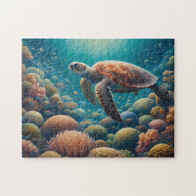 Sea Turtle and Coral Jigsaw Puzzle (Horizontal)