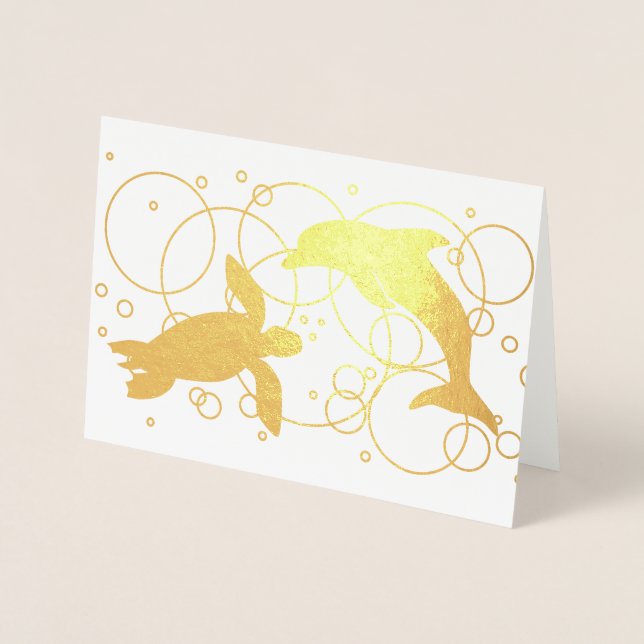Sea Turtle and Dolphin Foil Card (Front)