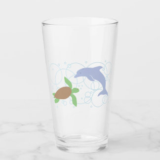 Sea Turtle and Dolphin Glass