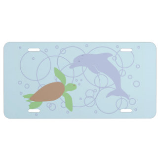 Sea Turtle and Dolphin License Plate