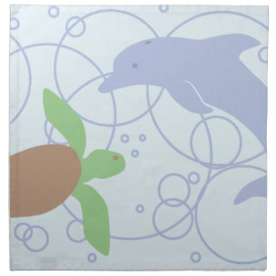 Sea Turtle and Dolphin Napkin