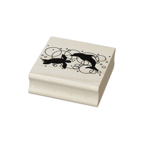 Sea Turtle and Dolphin Rubber Stamp