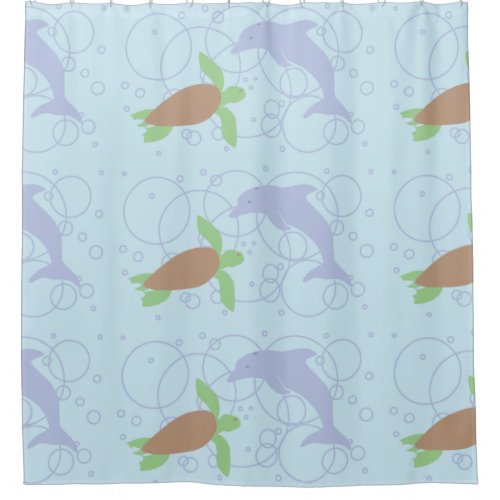 Sea Turtle and Dolphin Shower Curtain