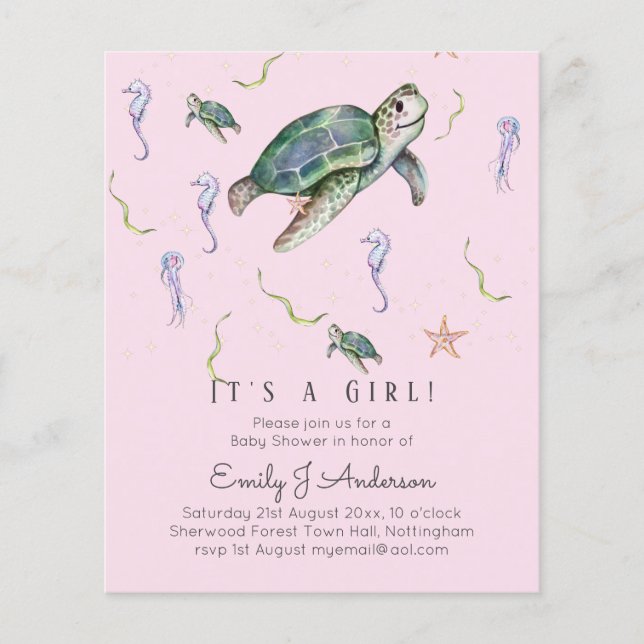 Sea Turtle and Friends Baby Boy or Girl Shower Inv (Front)