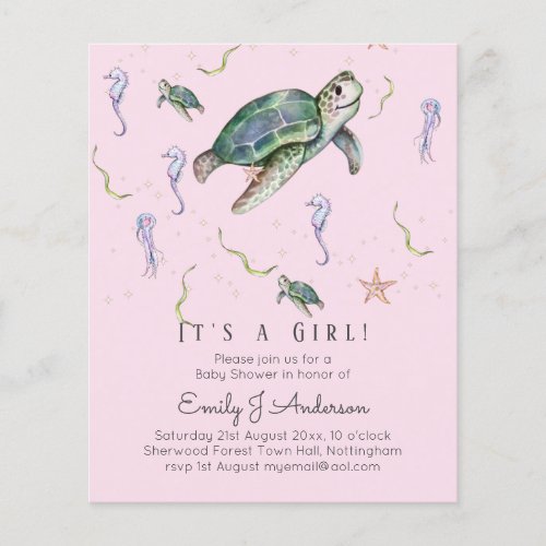 Sea Turtle and Friends Baby Boy or Girl Shower Inv