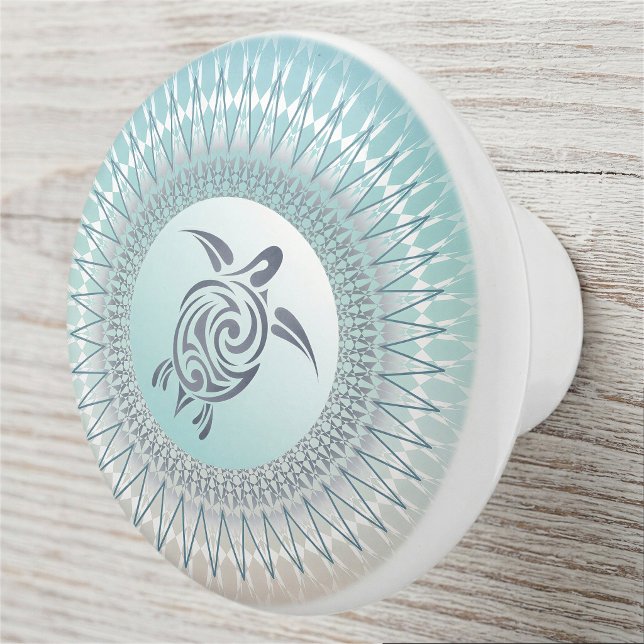 Sea Turtle And Mandala  Nautical Ceramic Knob (Creator Uploaded)