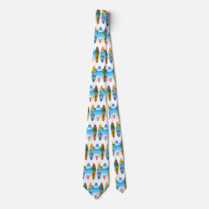 Sea Turtle and Surfboards Neck Tie