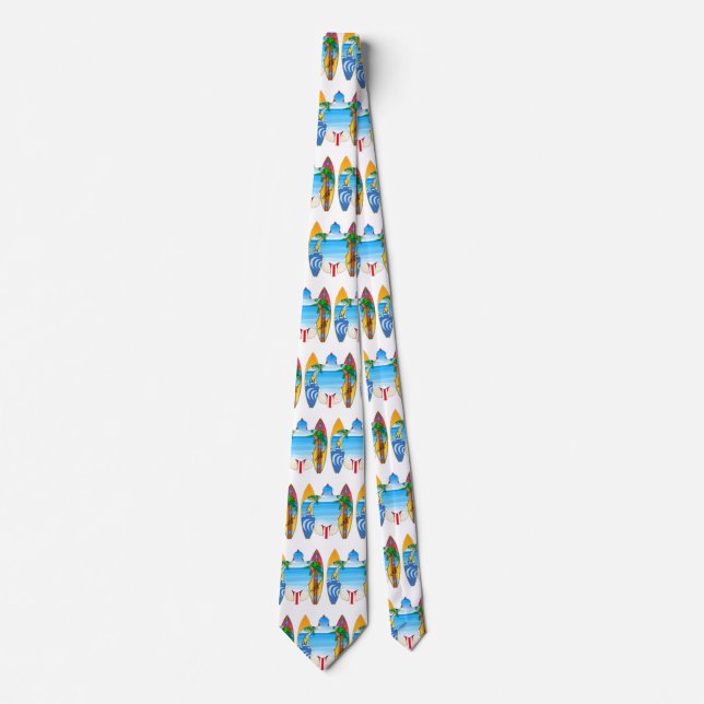 Sea Turtle and Surfboards Neck Tie (Front)
