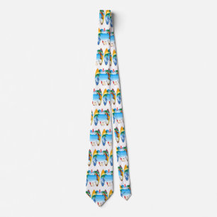 Sea Turtle and Surfboards Neck Tie