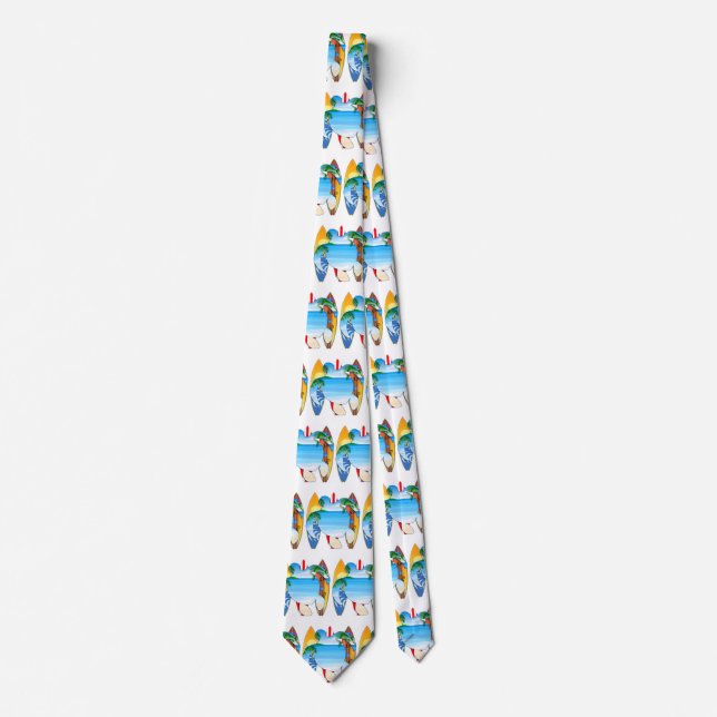 Sea Turtle and Surfboards Neck Tie (Front)