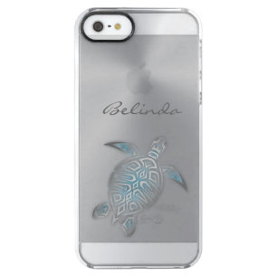 Sea Turtle Animal Silver Clear Monogram Clear iPhone SE/5/5s Case