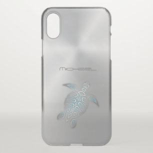 Sea Turtle Animal Silver Modern Coastal iPhone X Case